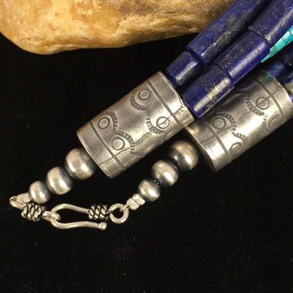 Blue Lapis Turquoise Sterling Silver Necklace - Picture 3 of 8